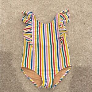 Crew Cuts Colorful Striped Ruffle Swimsuit